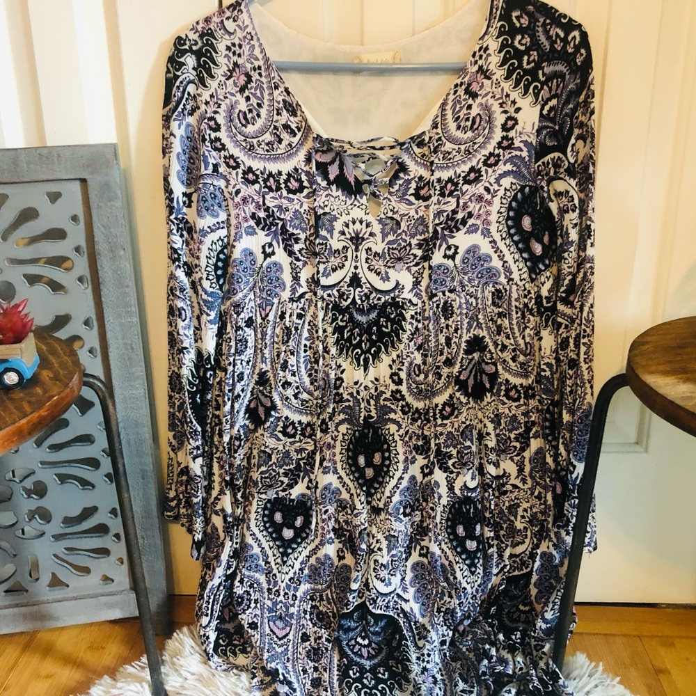 Flower print long sleeve dress